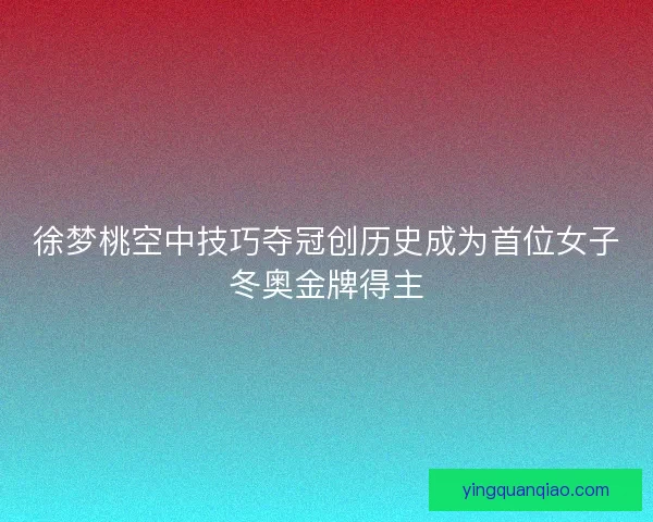 徐梦桃空中技巧夺冠创历史成为首位女子冬奥金牌得主