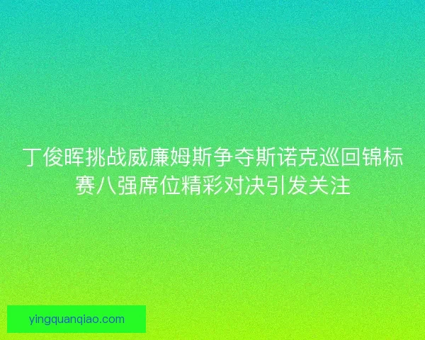 丁俊晖挑战威廉姆斯争夺斯诺克巡回锦标赛八强席位精彩对决引发关注